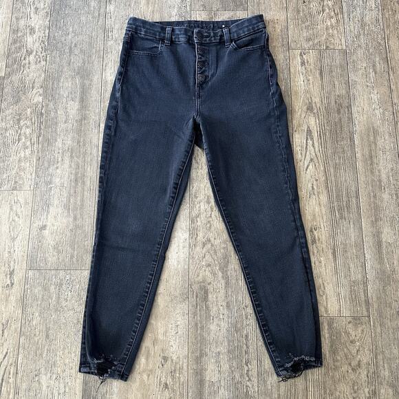 American Eagle CURVY HI RISE JEGGING CROP Size 10 Black Jeans Denim Pants 28x24 - Picture 1 of 11
